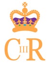 The Royal Cypher of King Charles III. New British monarch. Royalty Free Stock Photo